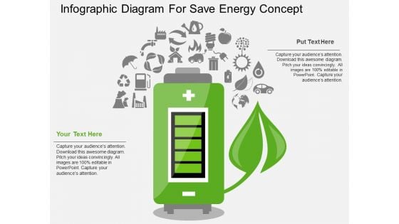 Infographic Diagram For Save Energy Concept PowerPoint Template