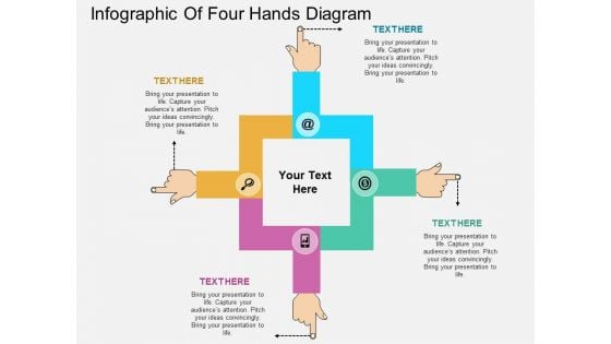 Infographic Of Four Hands Diagram Powerpoint Template