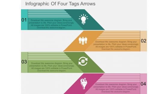 Infographic Of Four Tags Arrows Powerpoint Template