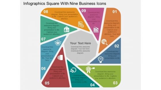 Infographics Square With Nine Business Icons Powerpoint Templates