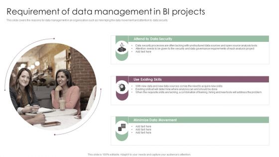 Information Analysis And BI Playbook Requirement Of Data Management In BI Projects Brochure PDF