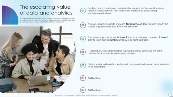 Information Analytics And Ml Strategy Playbook The Escalating Value Of Data And Analytics Elements PDF