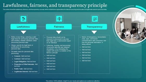 Information Security Lawfulness Fairness And Transparency Principle Slides PDF