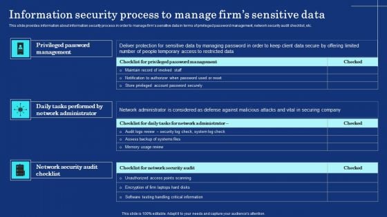 Information Security Process To Manage Firms Sensitive Data Mockup PDF