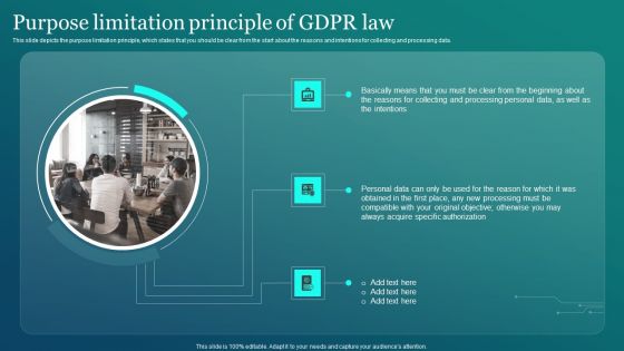 Information Security Purpose Limitation Principle Of GDPR Law Graphics PDF