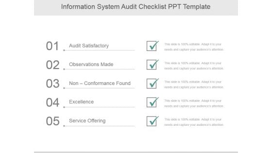 Information System Audit Checklist Ppt PowerPoint Presentation Images