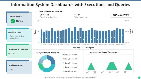 Information System Dashboards With Executions And Queries Topics PDF