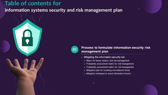 Information Systems Security And Risk Management Plan For Table Of Contents Mockup PDF