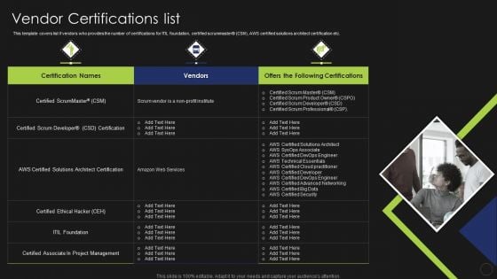 Information Technology Certifications Advantages Vendor Certifications List Graphics PDF