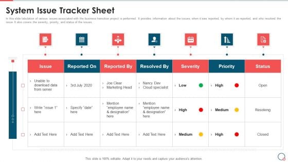 Information Technology Change Implementation Plan System Issue Tracker Sheet Introduction PDF