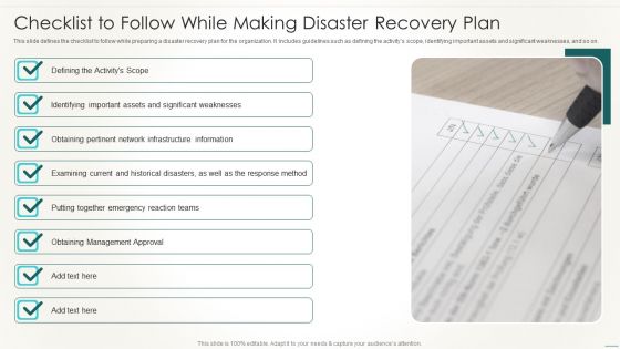 Information Technology Disaster Resilience Plan Checklist To Follow While Making Demonstration PDF