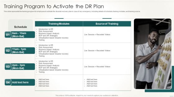 Information Technology Disaster Resilience Plan Training Program To Activate The DR Plan Brochure PDF