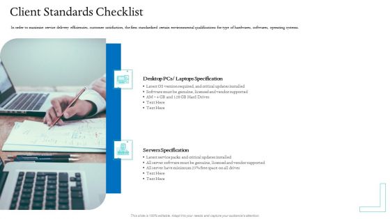 Information Technology Facilities Governance Client Standards Checklist Ppt Professional Structure PDF