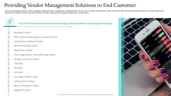 Information Technology Facilities Governance Providing Vendor Management Solutions To End Customer Introduction PDF