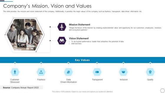 Information Technology Firm Report Example Companys Mission Vision And Values Mockup PDF