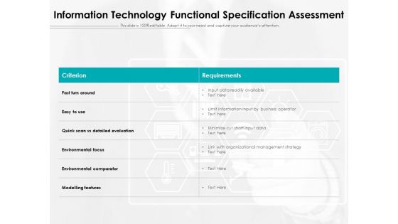 Information Technology Functional Specification Assessment Ppt PowerPoint Presentation Professional Skills PDF