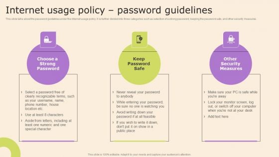 Information Technology Policy And Processes Internet Usage Policy Password Guidelines Mockup PDF