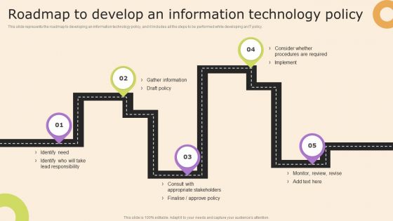 Information Technology Policy And Processes Roadmap To Develop An Information Technology Policy Slides PDF Information Technology Policy And Processes Roadmap To Develop An Information Technology Policy Slides PDF