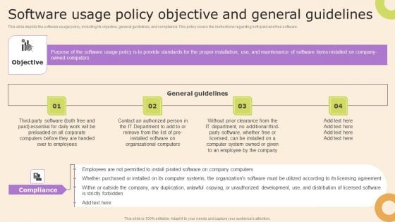 Information Technology Policy And Processes Software Usage Policy Objective And General Guidelines Graphics PDF