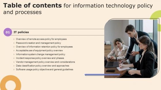 Information Technology Policy And Processes Table Of Contents Template PDF