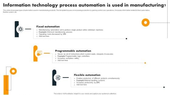 Information Technology Process Automation Is Used In Manufacturing Topics PDF