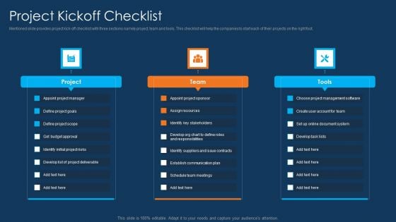 Information Technology Project Initiation Project Kickoff Checklist Elements PDF