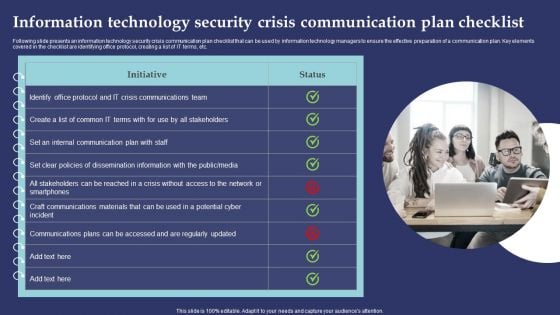 Information Technology Security Crisis Communication Plan Checklist Professional PDF