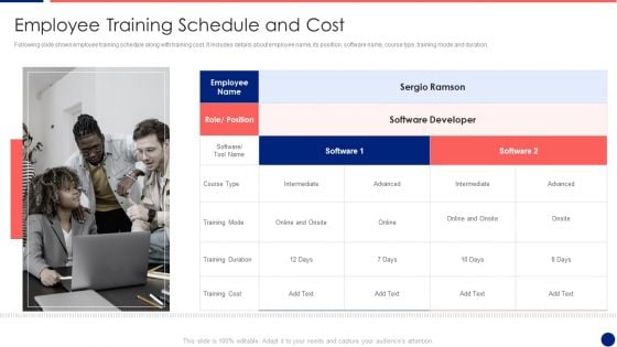 Information Technology Service Integration Post Acquisition Merger Employee Training Schedule Mockup PDF