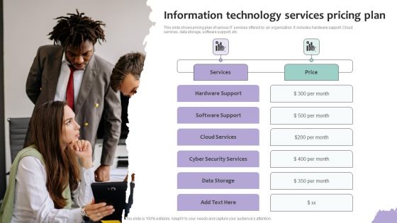 Information Technology Services Pricing Plan Ppt PowerPoint Presentation Gallery Show PDF