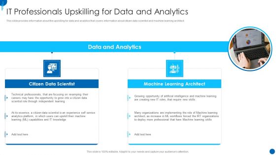 Information Technology Strategy IT Professionals Upskilling For Data And Analytics Diagrams PDF