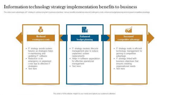 Information Technology Strategy Implementation Benefits To Business Brochure PDF Information Technology Strategy Implementation Benefits To Business Brochure PDF