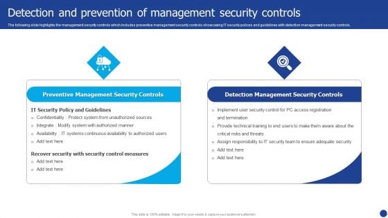 Information Technology Threat Mitigation Methods Detection And Prevention Of Management Security Controls Themes PDF