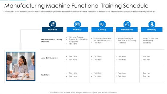 Information Technology Transformation Manufacturing Machine Functional Training Schedule Background PDF