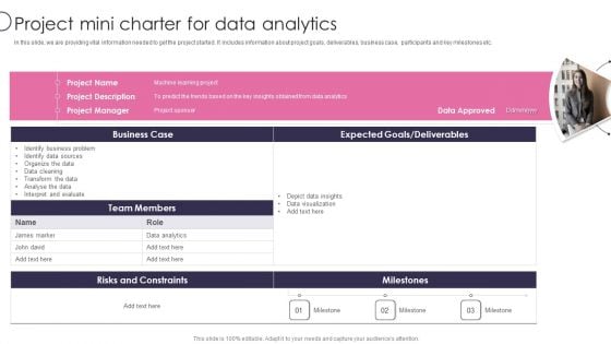 Information Transformation Process Toolkit Project Mini Charter For Data Analytics Background PDF