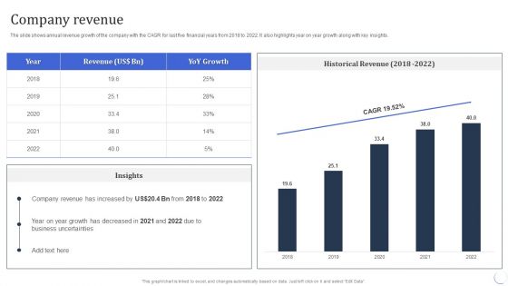 Infotech Solutions Research And Development Company Summary Company Revenue Icons PDF