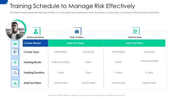 Initiating Hazard Managing Structure Firm Training Schedule To Manage Risk Effectively Slides PDF