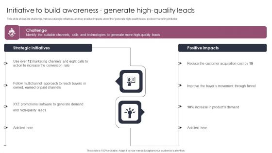 Initiative To Build Awareness Generate High Quality Leads Stages To Develop Demand Generation Tactics Brochure PDF