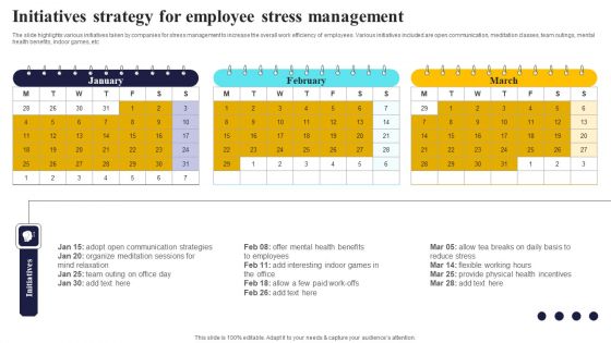 Initiatives Strategy For Employee Stress Management Pictures PDF