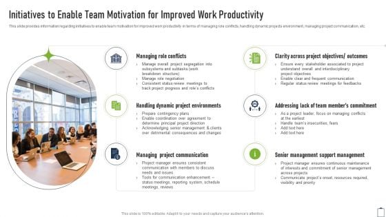 Initiatives To Enable Team Motivation For Improved Work Project Managers Playbook Sample PDF Initiatives To Enable Team Motivation For Improved Work Project Managers Playbook Sample PDF