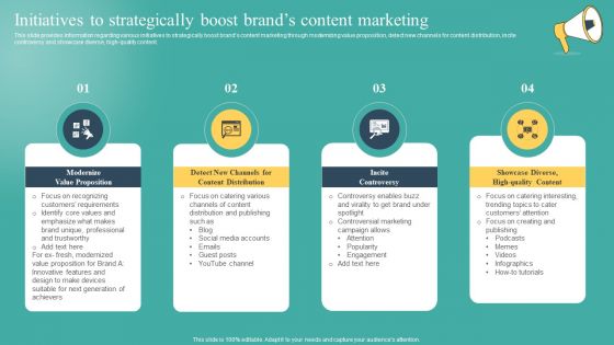 Initiatives To Strategically Boost Brands Content Marketing Ppt Portfolio Templates PDF Initiatives To Strategically Boost Brands Content Marketing Ppt Portfolio Templates PDF