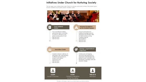 Initiatives Under Church For Nurturing Society One Pager Documents