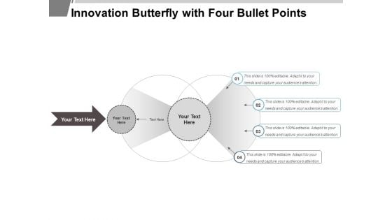 Innovation Butterfly With Four Bullet Points Ppt PowerPoint Presentation Inspiration Sample PDF