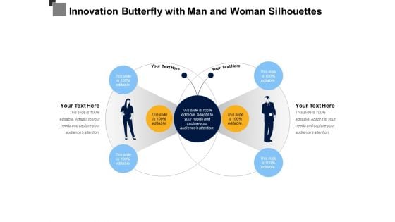 Innovation Butterfly With Man And Woman Silhouettes Ppt PowerPoint Presentation Inspiration Ideas PDF