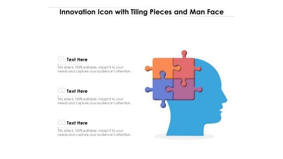 Innovation Icon With Tiling Pieces And Man Face Ppt PowerPoint Presentation Gallery Graphics Template PDF