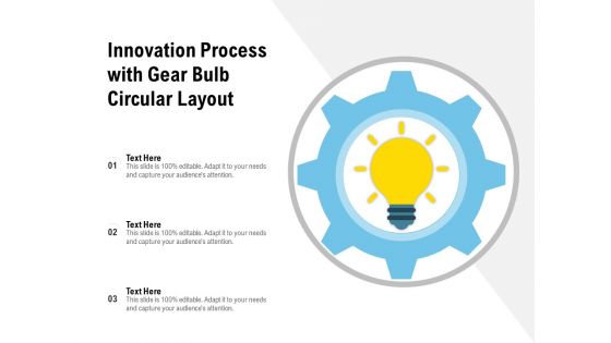 Innovation Process With Gear Bulb Circular Layout Ppt PowerPoint Presentation Gallery Elements PDF