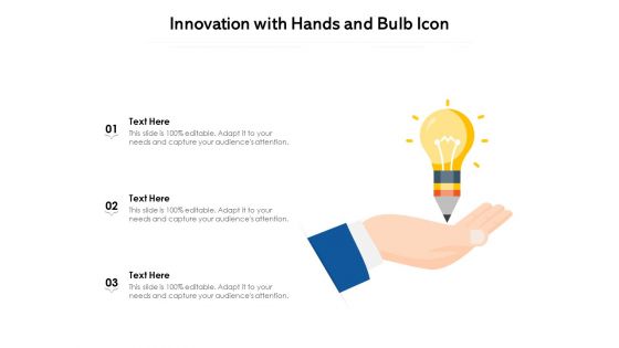 Innovation With Hands And Bulb Icon Ppt PowerPoint Presentation Gallery Pictures PDF