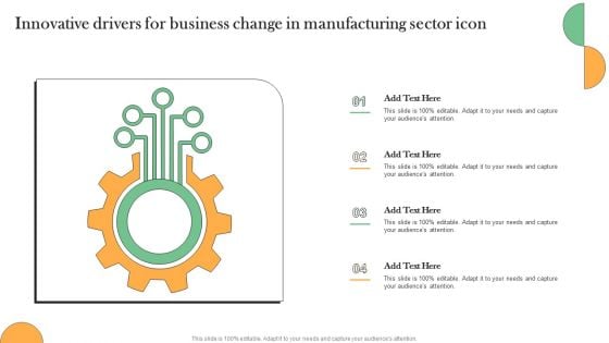 Innovative Drivers For Business Change In Manufacturing Sector Icon Guidelines PDF