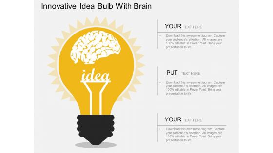 Innovative Idea Bulb With Brain Powerpoint Template