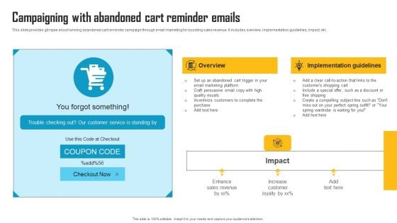 Innovative Marketing Strategy Campaigning With Abandoned Cart Reminder Emails Template PDF