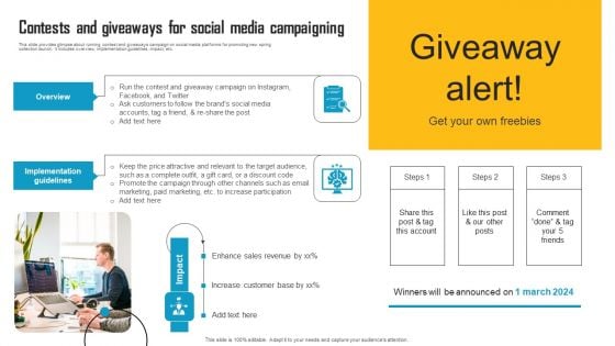 Innovative Marketing Strategy Contests And Giveaways For Social Media Campaigning Template PDF